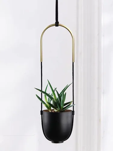 Maceta colgante de metal para plantas de interior y exterior, soporte para plantas colgantes de pared y techo, para plantas suculentas, helechos,