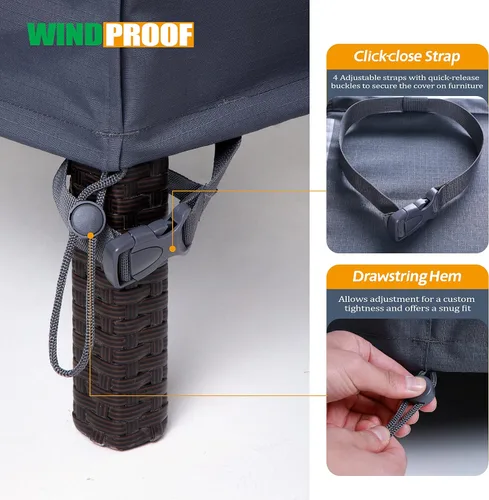 Miniatura 6 de F&J Outdoors Fundas para Sillas de Patio, Funda para Silla de Descanso de Asiento Profundo y Silla de Comedor, De Alta Resistencia, Impermeable, Gris