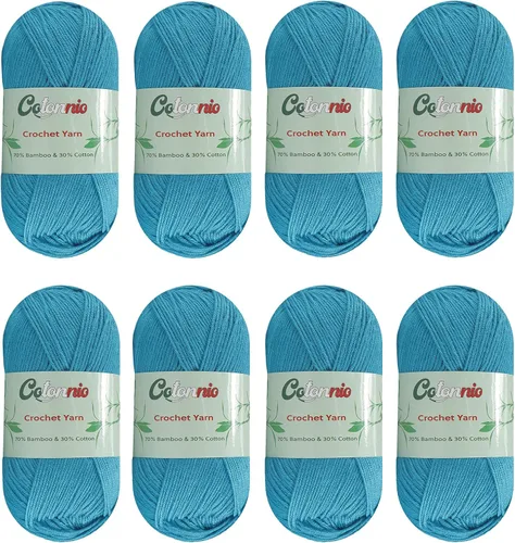 Miniatura 5 de 8 madejas de hilo para tejer a ganchillo, 70% rayón derivado de bambú, 30% algodón, peso superfino fingering, Sunny Cat Cotonnio importado
