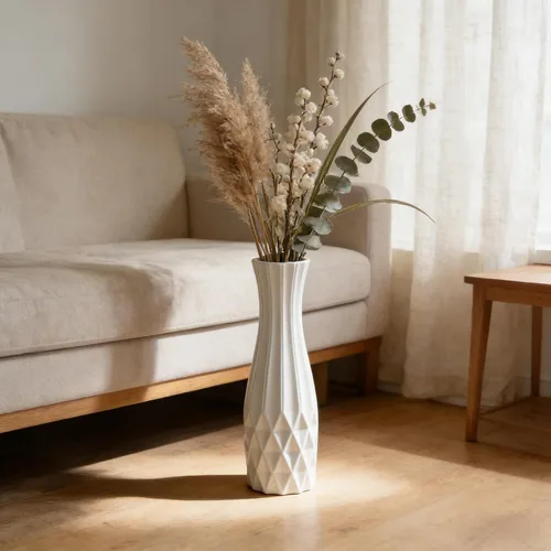 Miniatura 2 de Jarrón grande de cerámica de 17.7 pulgadas de alto, floreros altos de flores blancas modernas para oficina, hogar, granja, decoración de sala