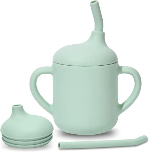 Miniatura 10 de Vasos de silicona para bebés, vaso con popote de silicona inastillable, vasos para niños pequeños de 1 a 3 años, taza abierta para bebé, 6 meses
