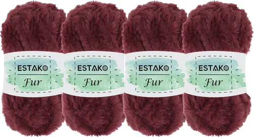Miniatura 11 de Estako Piel 100% poliéster, suave, súper grueso, esponjoso, pelo sintético, hilo de tejer y ganchillo, 3.52 oz (100gr) 71 yardas (213.3 ft)