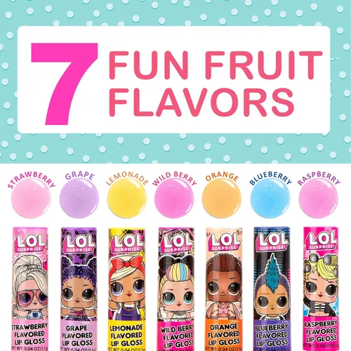 Miniatura 4 de L.O.L Surprise - Paquete de 7 brillos de labios para niñas, brillo labial Lol