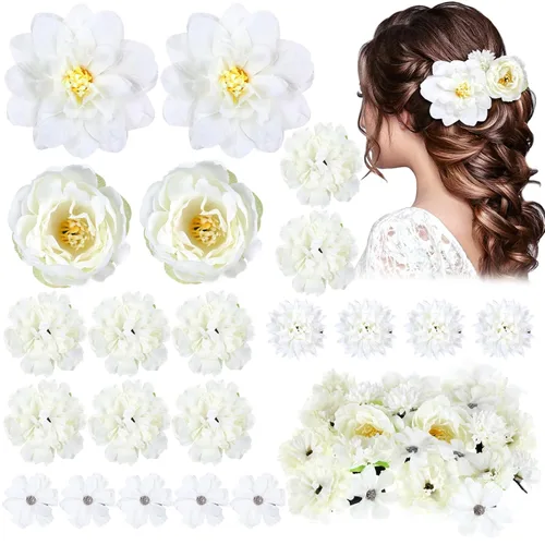 Miniatura 28 de BBTO 21 piezas pinzas para el pelo con diseño de flores, pasadores para el cabello con rosas, diademas para mujer, accesorios de flores, estilo Azul