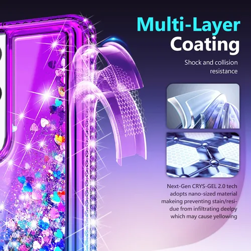 Miniatura 299 de NGB - Funda de teléfono diseñada para Samsung Galaxy S9+ Plus, morado/azul, con purpurina líquida para mujeres y niñas, con protector de pantalla