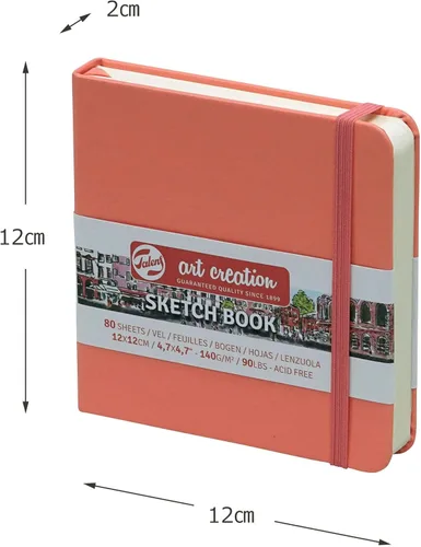 Miniatura 2 de Royal Talens Japan T9314-314M 441874 Art Creation Cuaderno de bocetos, cuaderno de dibujo, 4.7 x 4.7 pulgadas (12 x 12 cm), Rojo Coral