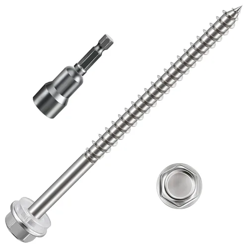 Miniatura 6 de WenSilon (130Pcs) #10x1-1/2 Tornillos Autorroscantes para Madera 410 de Acero Inoxidable Cabeza Hexagonal Rápido Autorroscante