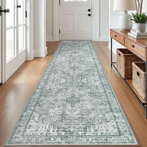 Miniatura 38 de SIILOOM Alfombra lavable de 2 x 3 pies, alfombra suave color taupe ceniza para entrada, tapete antideslizante para puerta de interior, tapete