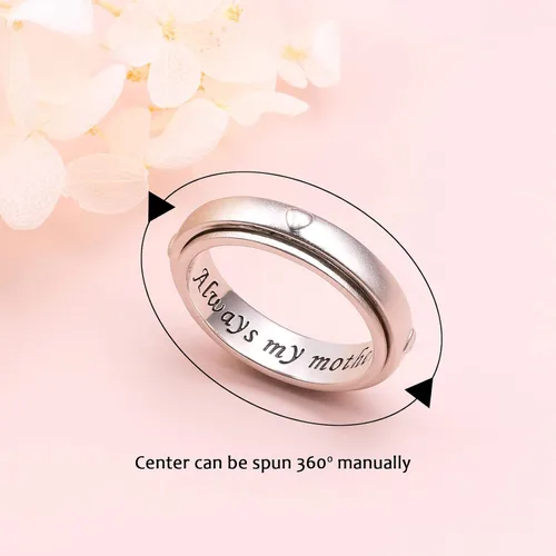 Miniatura 2 de Anillo giratorio de plata de ley 925 para la ansiedad, para mujeres, alivio del estrés, aburrimiento, TDAH, autismo, anillos para mujeres y hombres