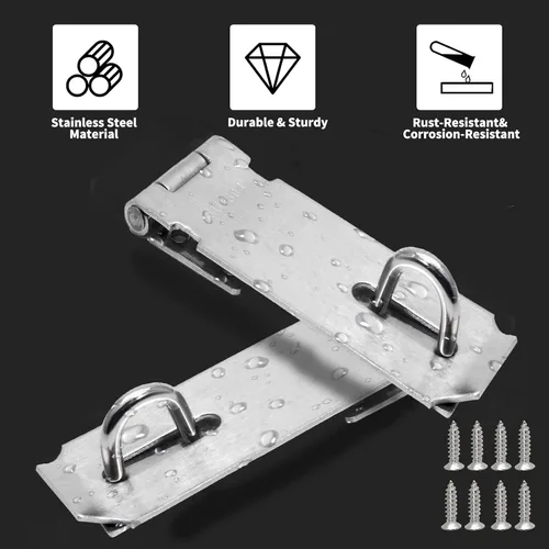 Miniatura 3 de 2 cerraduras de puerta de 3 pulgadas, cerrojo de seguridad de acero inoxidable con tornillos para armarios, armarios (plateado)