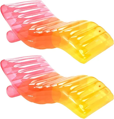 Miniatura 10 de FUNBOY Tumbona Chaise Inflable Gigante de Lujo Transparente Arcoíris, Silla Flotador de Piscina para Adultos, Perfecto para una Fiesta de Verano