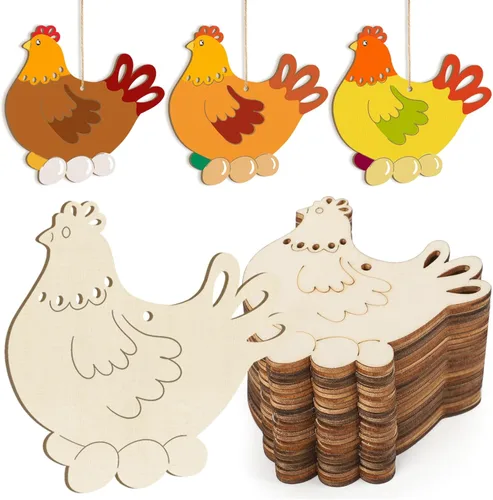 Miniatura 22 de Adornos de madera para árbol de Navidad para pintar, decoración de Navidad y Acción de Gracias, recortes sin terminar, 24 piezas de 3.5 x 3