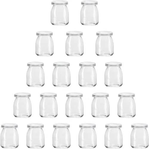 Miniatura 10 de Tarros de vidrio, tarros de yogur de vidrio de 7 onzas con tapas (PE), tarro de pudín de vidrio de repuesto con tapas de plástico, recipiente