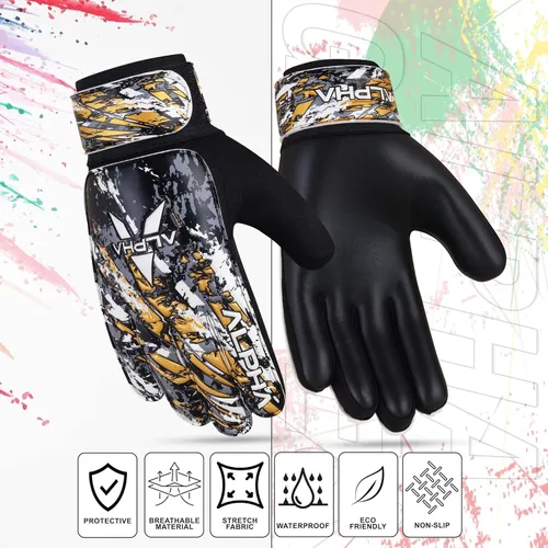 Miniatura 5 de AlphaSports Guantes de portero de fútbol para niños, jóvenes y adultos, guantes de portero de fútbol con palma de látex de 0.157 in y doble