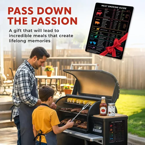 Miniatura 6 de Imán de temperatura de carne extra grande y guía para ahumador de barbacoa - 8.5" x 11" - Accesorios para ahumador y parrilla de pellets - Madera
