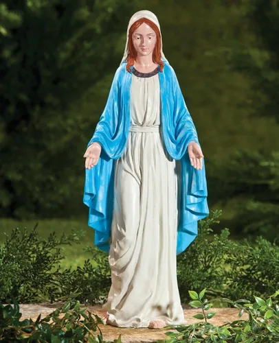 Miniatura 3 de Fox Valley Traders Estatua de la Virgen María, la Santísima Madre, escultura para tu jardín/césped/patio, resina resistente a la intemperie, 19 ½