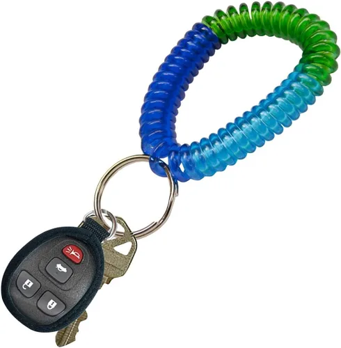 Miniatura 3 de Lucky Line - Resorte de muñeca en espiral de 2 pulgadas de diámetro con llavero de acero, multicolor, pulsera flexible para muñeca, se estira hasta