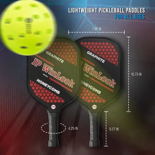 Miniatura 6 de JPWinLook - Juego de palas de pickleball de alta calidad, paleta de pickleball de fibra de carbono de grafito, paletas de pickleball aprobadas por