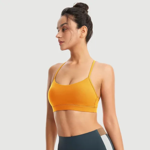 Miniatura 4 de Sujetadores deportivos acolchados para mujer, brasier deportivo sexy de línea larga entrecruzada, brasier deportivo de soporte medio con tirantes