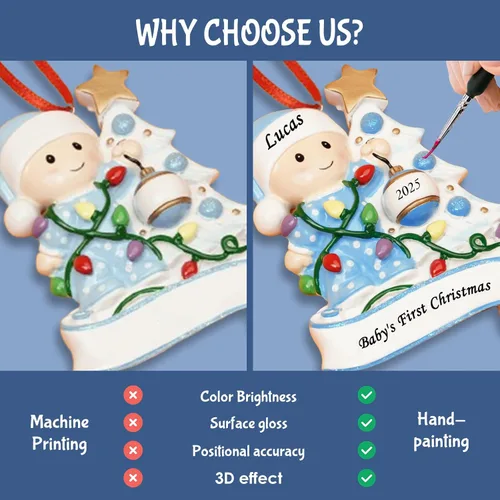 Miniatura 3 de Adornos Personalizados para la Primera Navidad del Bebé 2025 para Niños - Adornos de Bebé Adornos de Navidad Personalizados para Niños, Adornos Azul