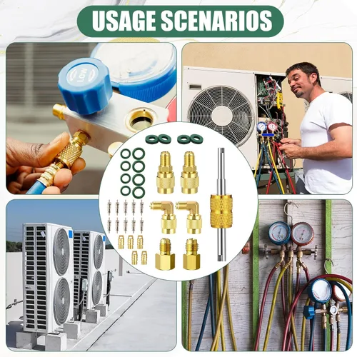 Miniatura 7 de Kit de adaptador R410a de 35 piezas de mini adaptador split 45° 90° manguera de refrigerante, 5/16 pulgadas hembra 1/4 pulgadas macho, 1/2 pulgadas