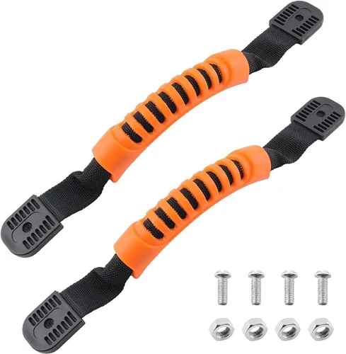 Jiozermi Asas de transporte para kayak: reemplazo de montaje lateral con hebilla de plástico para remo, tándem, canoa y kayaks de por vida Naranja