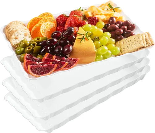 Miniatura 17 de Plasticpro - Bandejas de plástico para servir, rectangulares, 9 x 13 pulgadas, plato desechable para fiesta, incluye 4 bandejas Transparente
