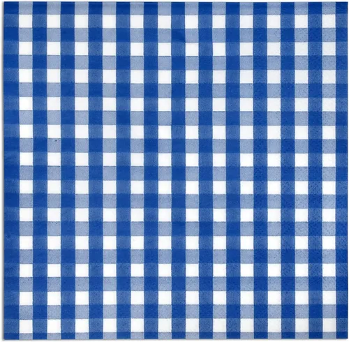Servilletas de cóctel a cuadros azules, paquete de 100 servilletas desechables para fiesta, picnic, boda, vajilla azul y blanco a cuadros
