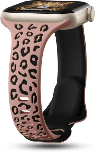 Miniatura 22 de CreateGreat Correas Delgadas con Grabado de Leopardo Compatibles con Apple Watch de 41mm 40mm 38mm 49mm 46mm 45mm 44mm 42mm para Mujeres, Correa
