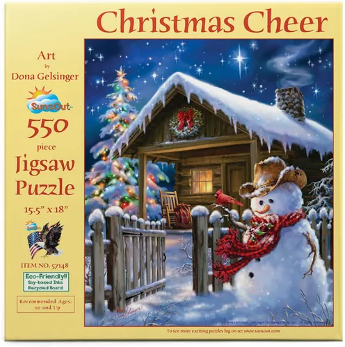 SUNSOUT INC - Christmas Cheer - Rompecabezas de 550 piezas por artista: Dona Gelsinger - Tamaño acabado 15.5" x 18" Christmas - MPN # 57148