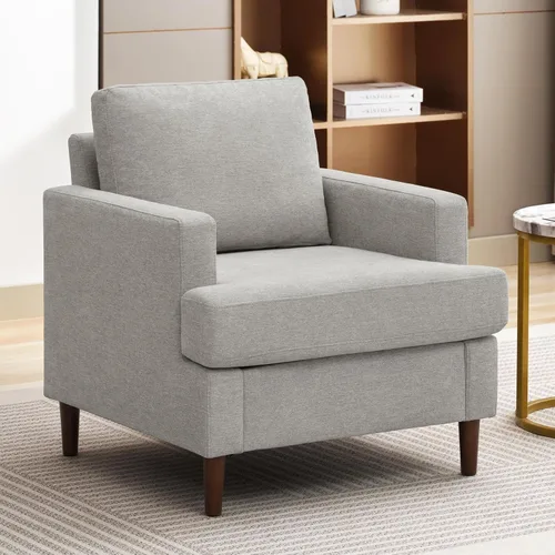 Weture Silla de Acento Mid-Century, Sillón Moderno de Tela de Lino con Brazos para Sala de Estar, Cómodas Sillas de Acento Tapizadas de Lectura para
