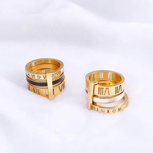 Miniatura 3 de Trendy Stainless Steel Rings For Women Girls Three Layers Roman Numerals Bridal Wedding Women Rings Fashion Jewelry Gift