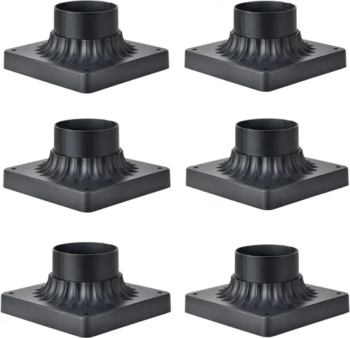 Miniatura 5 de Base de luz de poste para exteriores de 3 pulgadas, base de montaje en muelle negro, base de poste de lámpara cuadrada universal, adaptador