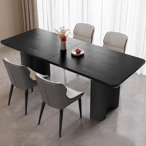 Miniatura 21 de Mesa de Comedor Rectangular de 63" con 6 Sillas, Mesa de Cocina Moderna Blanca con Juego de Sillas para Sala de Estar, Comedor y Cocina Blanco-A