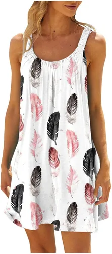 Ceboyel Vestido de verano plisado casual con estampado de cachemira para mujer, vestido corto de playa, sexy, trajes hawaianos 2023