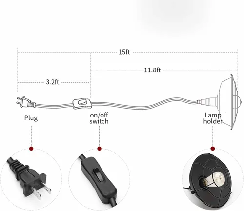 Miniatura 2 de Candelabros de luz colgante con enchufe, cable trenzado de 15 pies y lámpara colgante, iluminación vintage para isla de cocina (NEGRO-10.23 pulgadas)