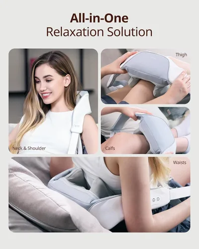 Miniatura 8 de Masajeador inalámbrico Shiatsu para cuello y espalda con calor, 10 minutos x 12 usos, 3 modos de masaje y 2 niveles de intensidad, amasamiento 3D