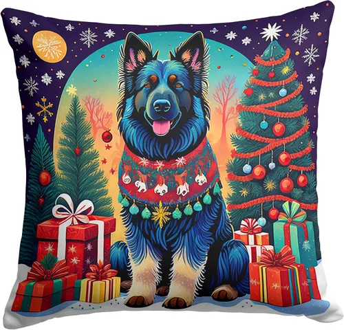 Miniatura 25 de Caroline's Treasures DAC1082PW1414 Affenpinscher - Almohada decorativa de tela navideña, lavable a máquina, para interiores y exteriores, para sofá