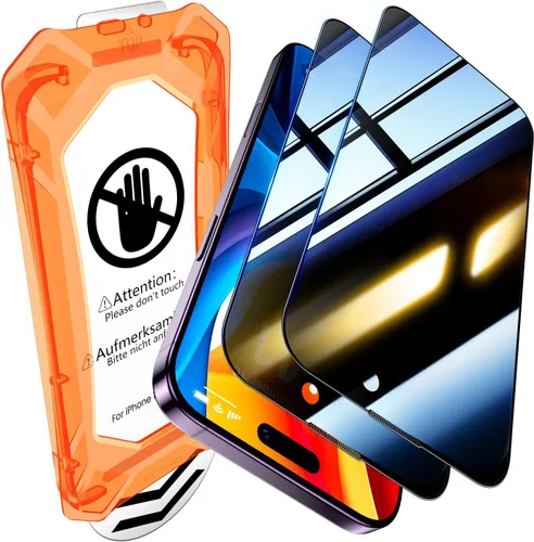 Miniatura 10 de UniqueMe Protector de pantalla de privacidad para iPhone 16 / iPhone 15 – [Grado militar inastillable y dureza 9H+] Protector de pantalla de vidrio