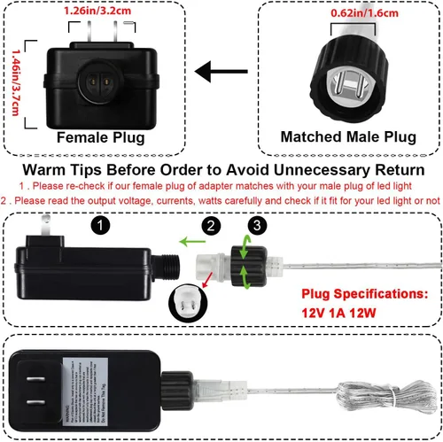 Miniatura 4 de Fuente de alimentación de 12 V, 1 A, 12 W, clase 2, reemplazo de transformador LED, adaptador de corriente de bajo voltaje para exteriores
