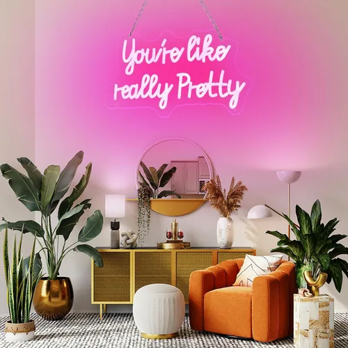 Miniatura 4 de Letrero de neón LED «You like really pretty» de 38 * 23 cm, luces de neón rosas con USB para decoración de habitación, letrero de neón