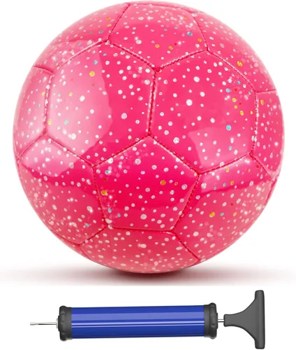 Soccer Balls Size 3, Sparkle Soccer Ball for Girls Kids 3-8 4-6 6-8 Glitter Outdoors Sports Recreation Playing Ball for Birthday Easter Soccer Gifts
