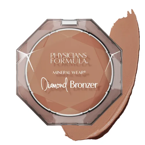 Physicians Formula Mineral Wear®Diamond Bronzer - Híbrido cremoso en polvo y suero, acabado ligero y húmedo, minimiza la apariencia de poros y