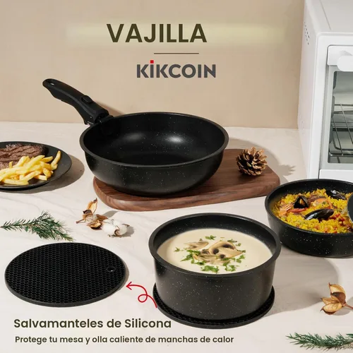 Miniatura 8 de KIKCOIN Juego de 20 Piezas de Ollas y Sartenes Antiadherentes, Juegos de Utensilios de Cocina Antiadherentes con Mango Desmontable, No Tóxico, Juego