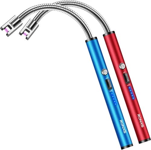 RONXS Encendedor Eléctrico Encendedor Recargable Arco Tipo C Encendedores de Velas con Pantalla LED de Batería, Cuello Flexible Resistente al Viento
