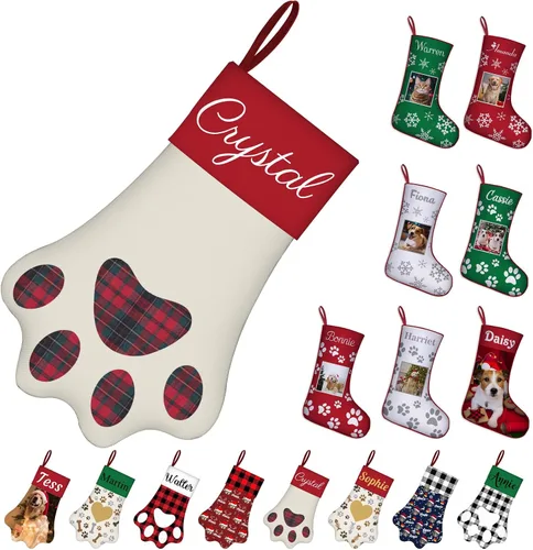 Miniatura 11 de Medias de Navidad de raza de perro personalizadas con texto de nombre, regalos de decoración de calcetines de Navidad personalizados para perros