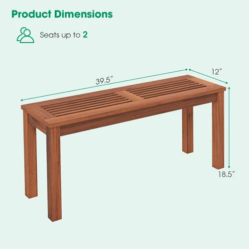 Miniatura 3 de Tangkula Banco de madera para patio, banco de madera maciza para 2 personas con asiento de listones, Loveseat de 39.5 pulgadas de largo con marco