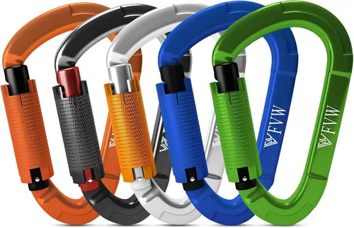 Miniatura 16 de FVW Mosquetones de bloqueo automático para escalada en roca, mosquetones profesionales de 25KN (5620 lbs) resistentes para rapel, columpio, rescate