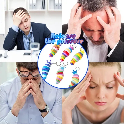 Miniatura 5 de MEIEST 6 piezas de mini juguetes para la ansiedad, diseño articulado en 3D, oruga elástica para aliviar el estrés, juguete de mano flexible, ideal