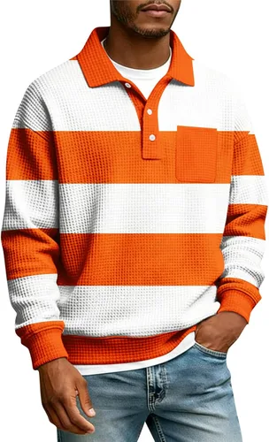 Miniatura 5 de Camisas de manga larga con botones a cuadros para hombre, con cuello de manga larga, estilo casual, elegante, a cuadros 2- amarillo
